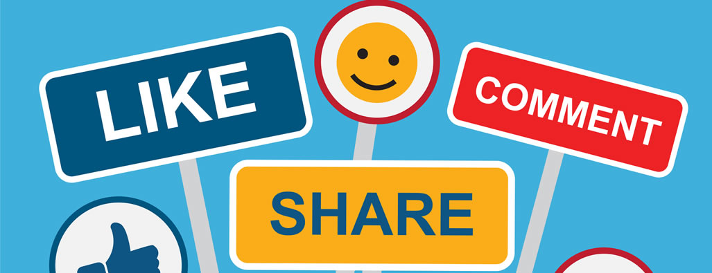 Like, share comment social media